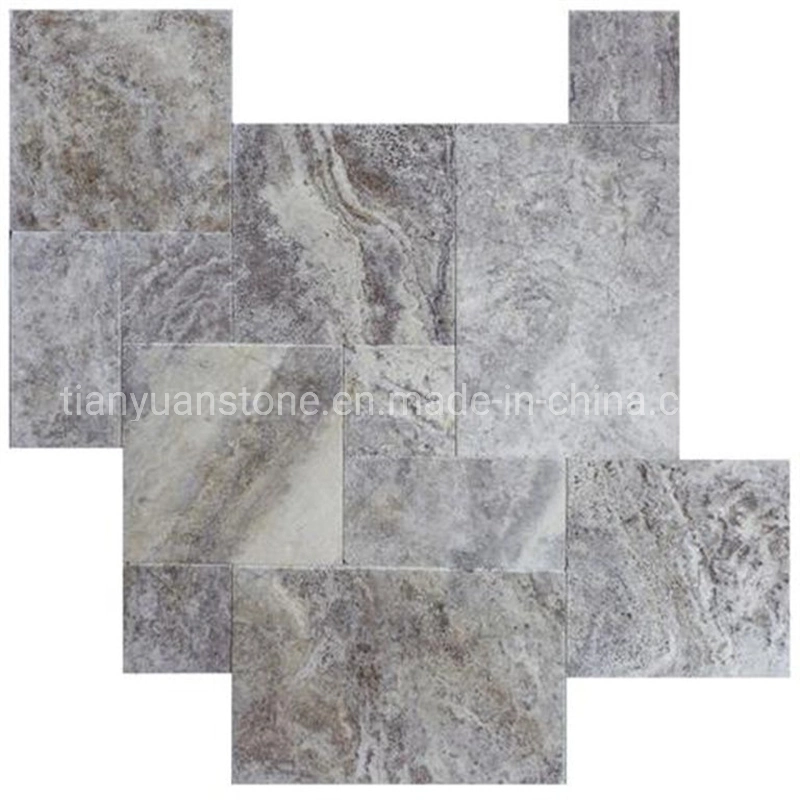 Silver Grey Marble/Travertine Honed Filled Vein/Cross Cut