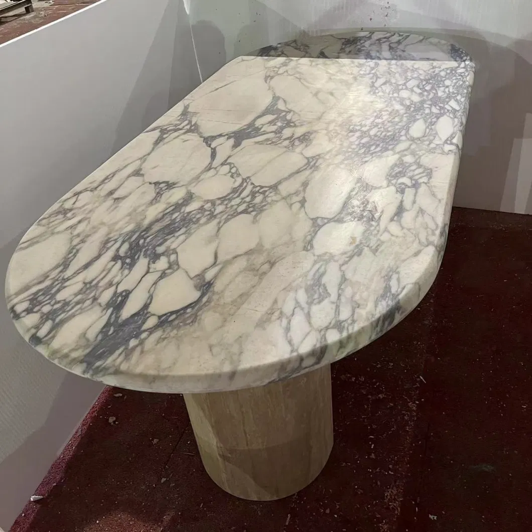 Luxury Viola Calacatta Marble Stone Top Nordic Table Antique Home Dining Table Furniture